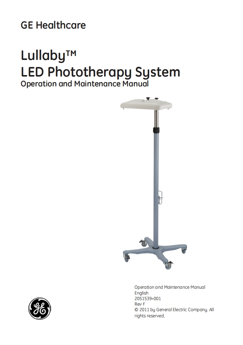 GE-Lullaby-Phototherapy-System-User-and-maintenance-操作说明书手册