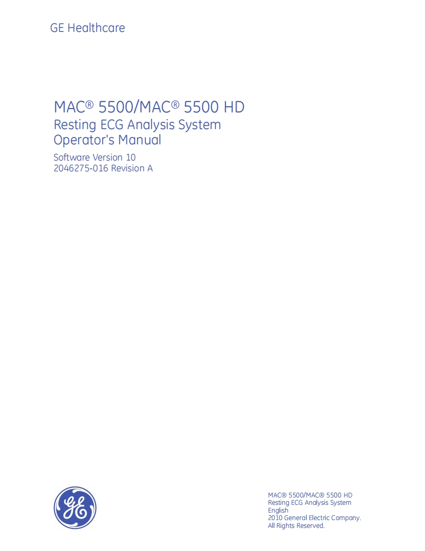 GE-MAC-5500-Operator-操作说明书手册