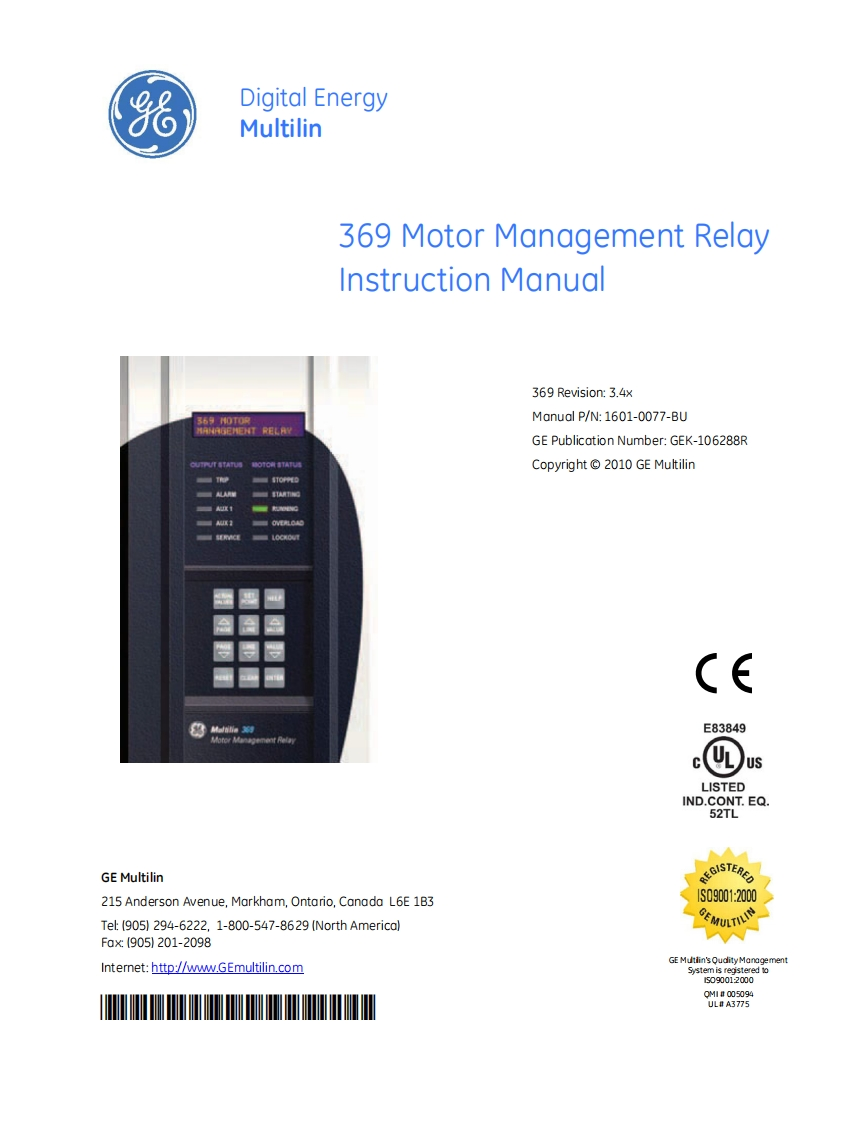 GE369使用说明书手册安装调试说明书手册