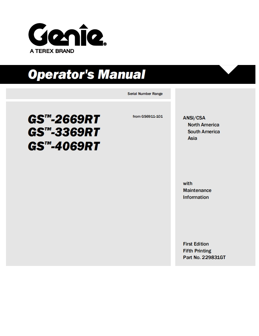 GENIE-gs-3369高空升降作业平台操作说明书手册