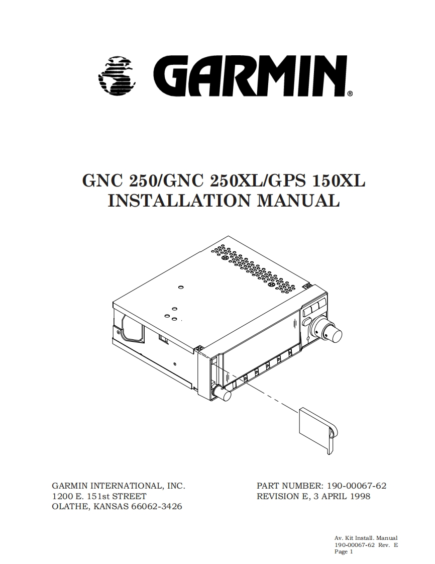 GNC250XK-GPS156XL_IM操作说明书手册