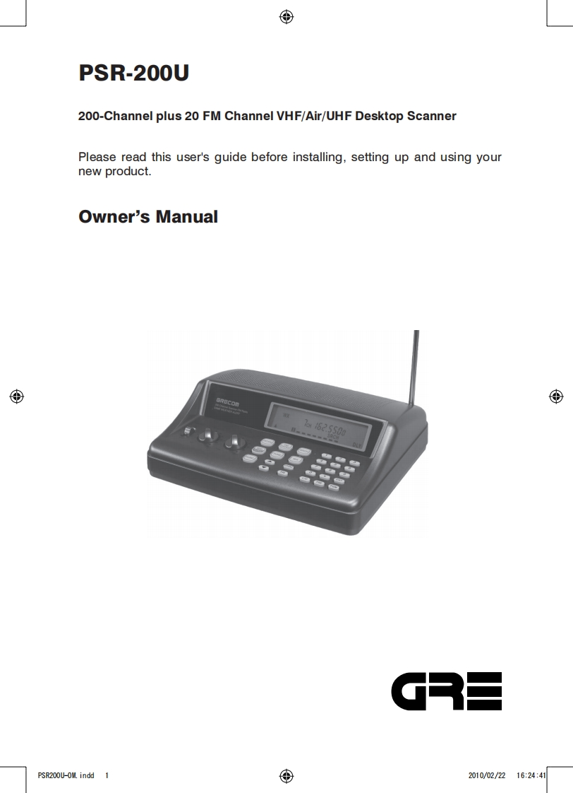 GRE_PSR-200U_Manual操作说明书手册