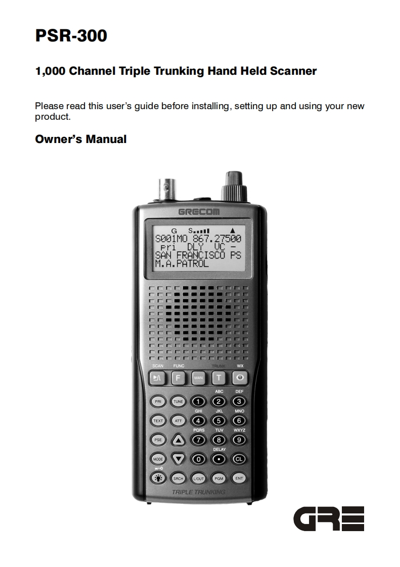 GRE_PSR-300_Manual操作说明书手册