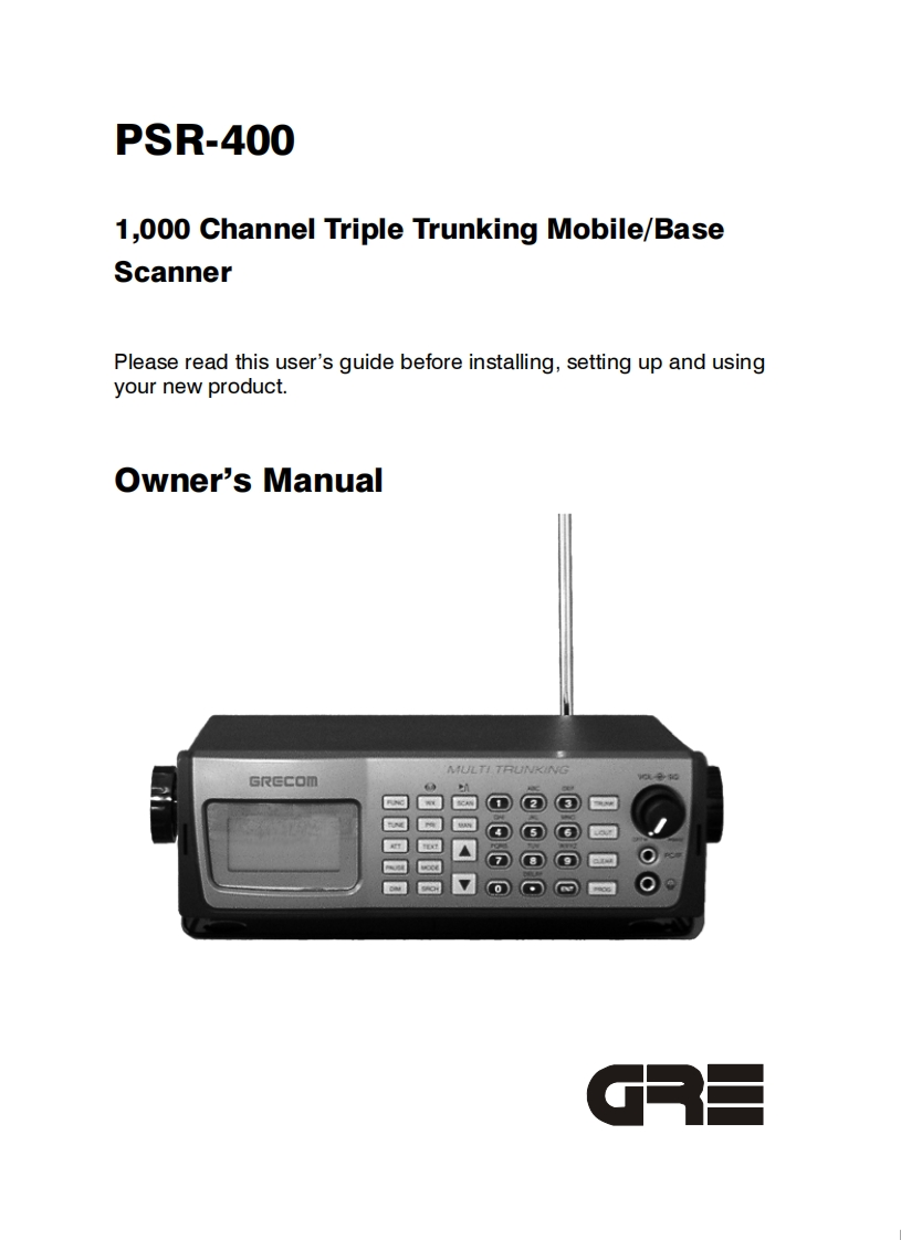 GRE_PSR-400_Manual操作说明书手册