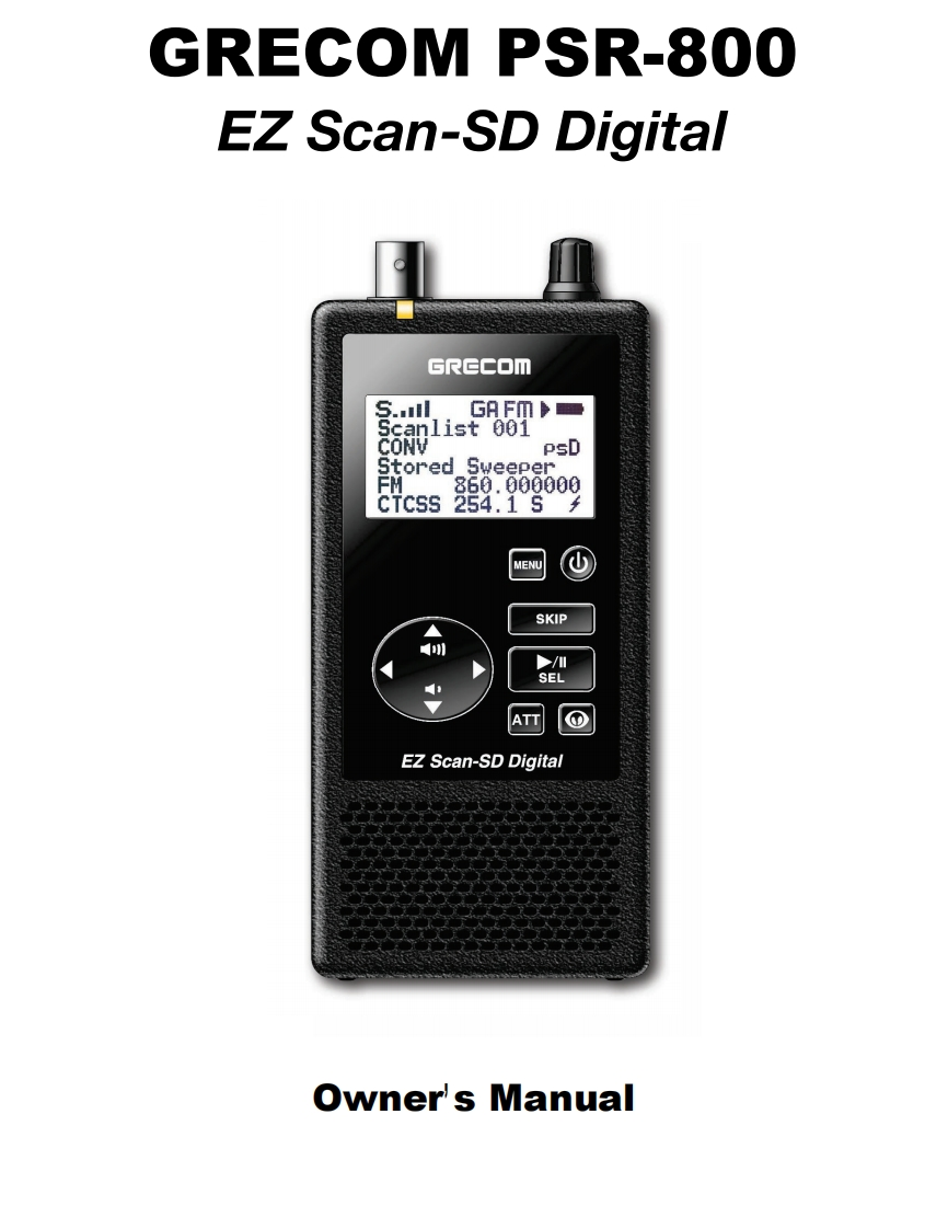 GRE_PSR-800_Manual操作说明书手册