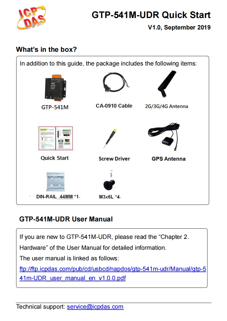 GTP-541M-UDR_用户使用说明书手册_英语_v1.00