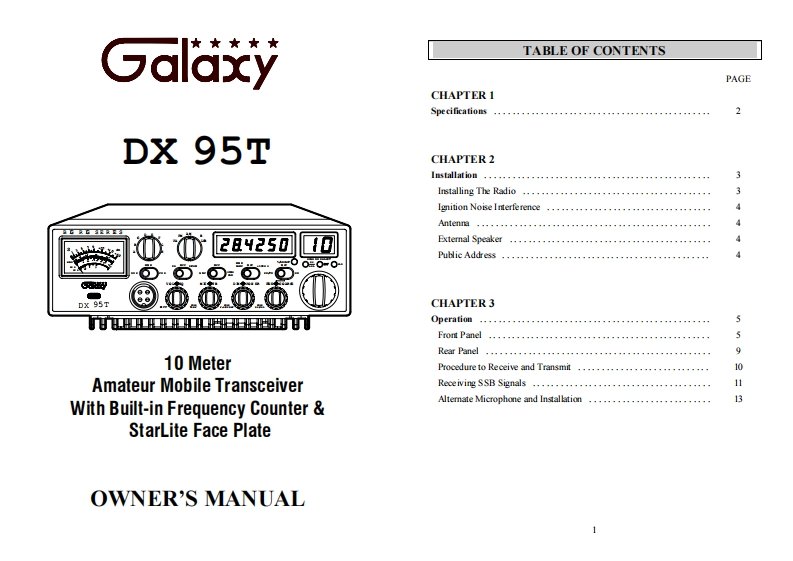Galaxy_95T_Manual操作说明书手册