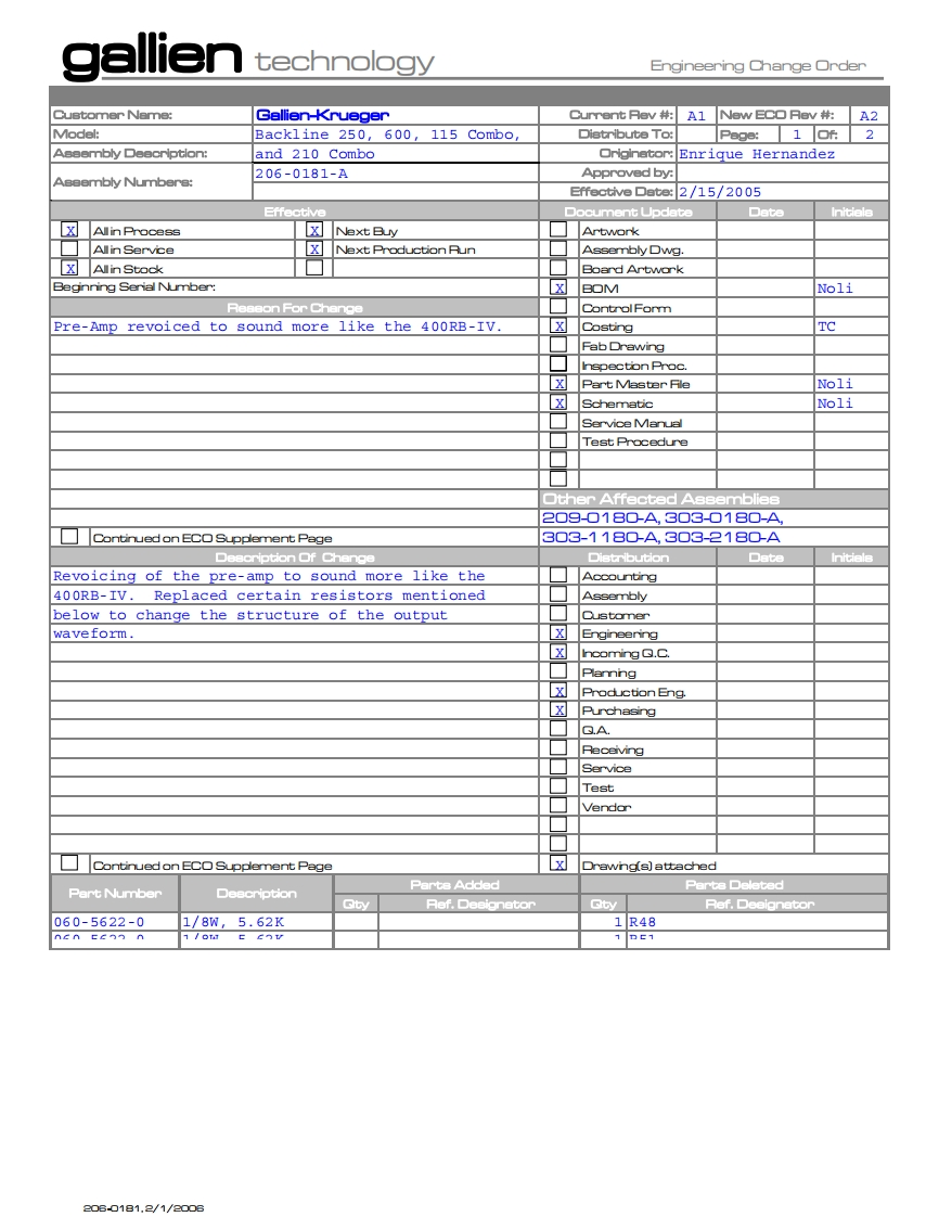 GallienKrueger-Backline250-pwr-电气原理图手册