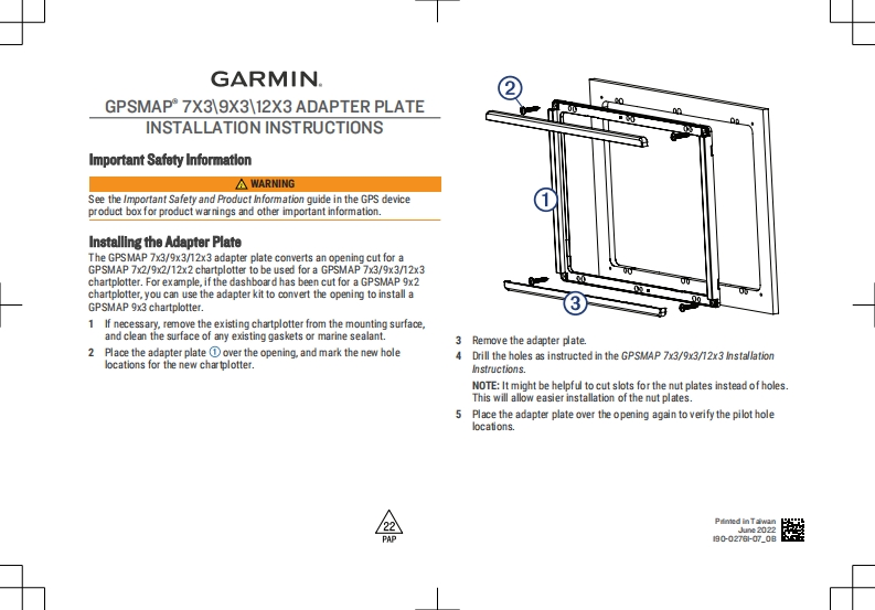 GarminGPSMAP943xsvChartplotterFishfinder(010-02366-61)AdapterInstallationGuide