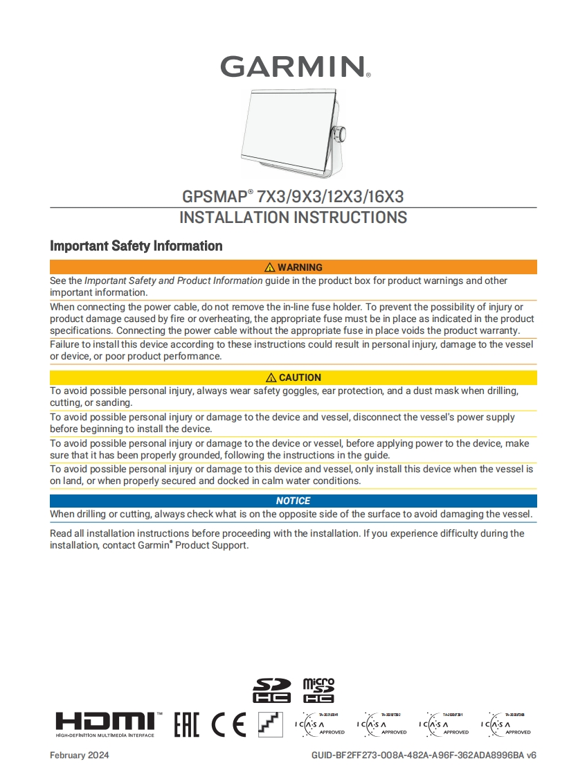 GarminGPSMAP943xsvChartplotterFishfinder(010-02366-61)InstallationGuide