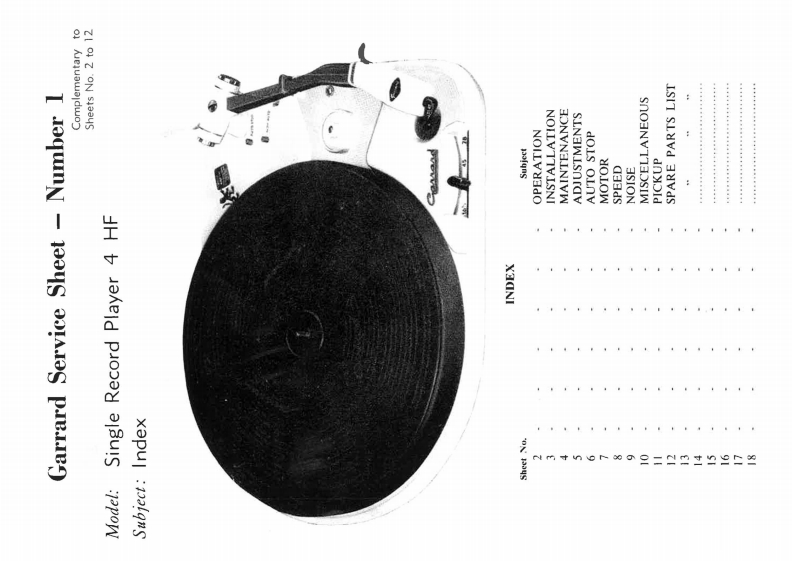 Garrard-4HF-tt-维修说明书手册含电器原理图