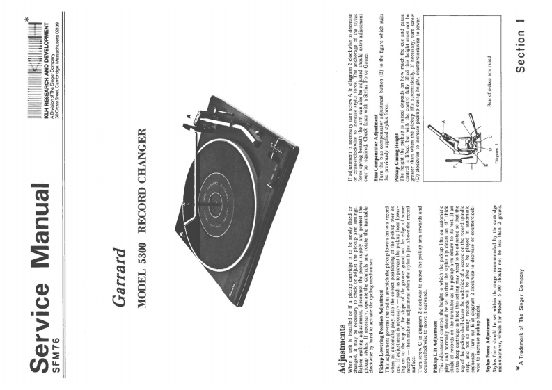 Garrard-5300-tt-维修说明书手册含电器原理图
