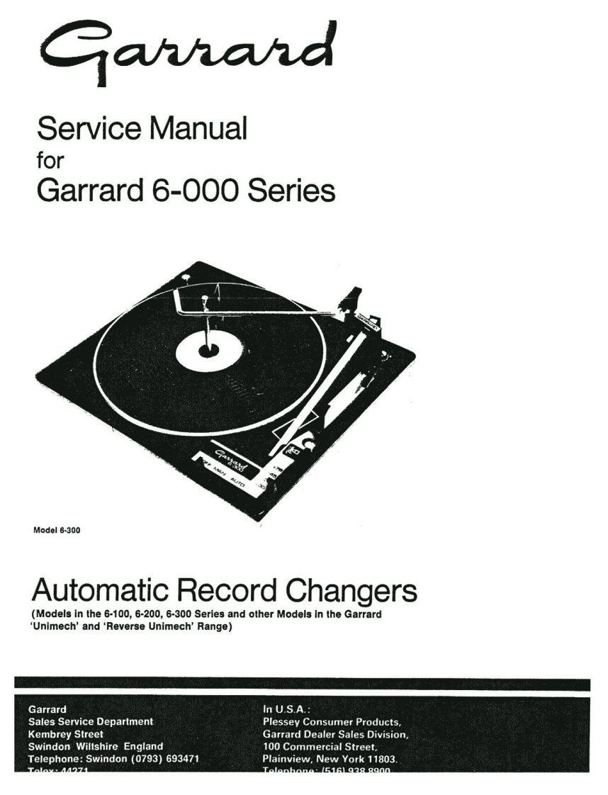 Garrard-6_100-tt-维修说明书手册含电器原理图