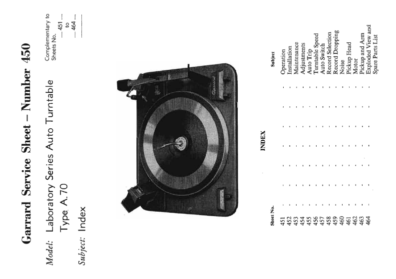 Garrard-A70-tt-维修说明书手册含电器原理图
