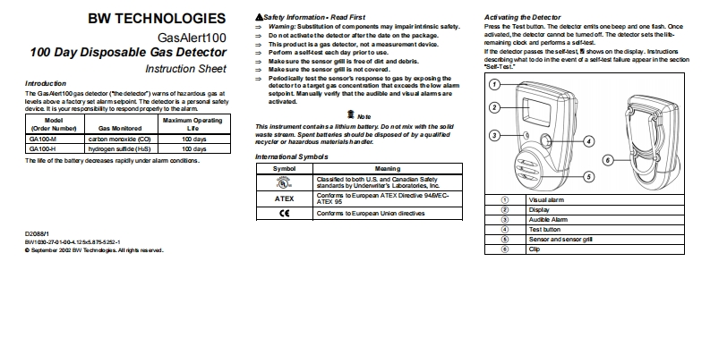 GasAlert100手册说明书指南