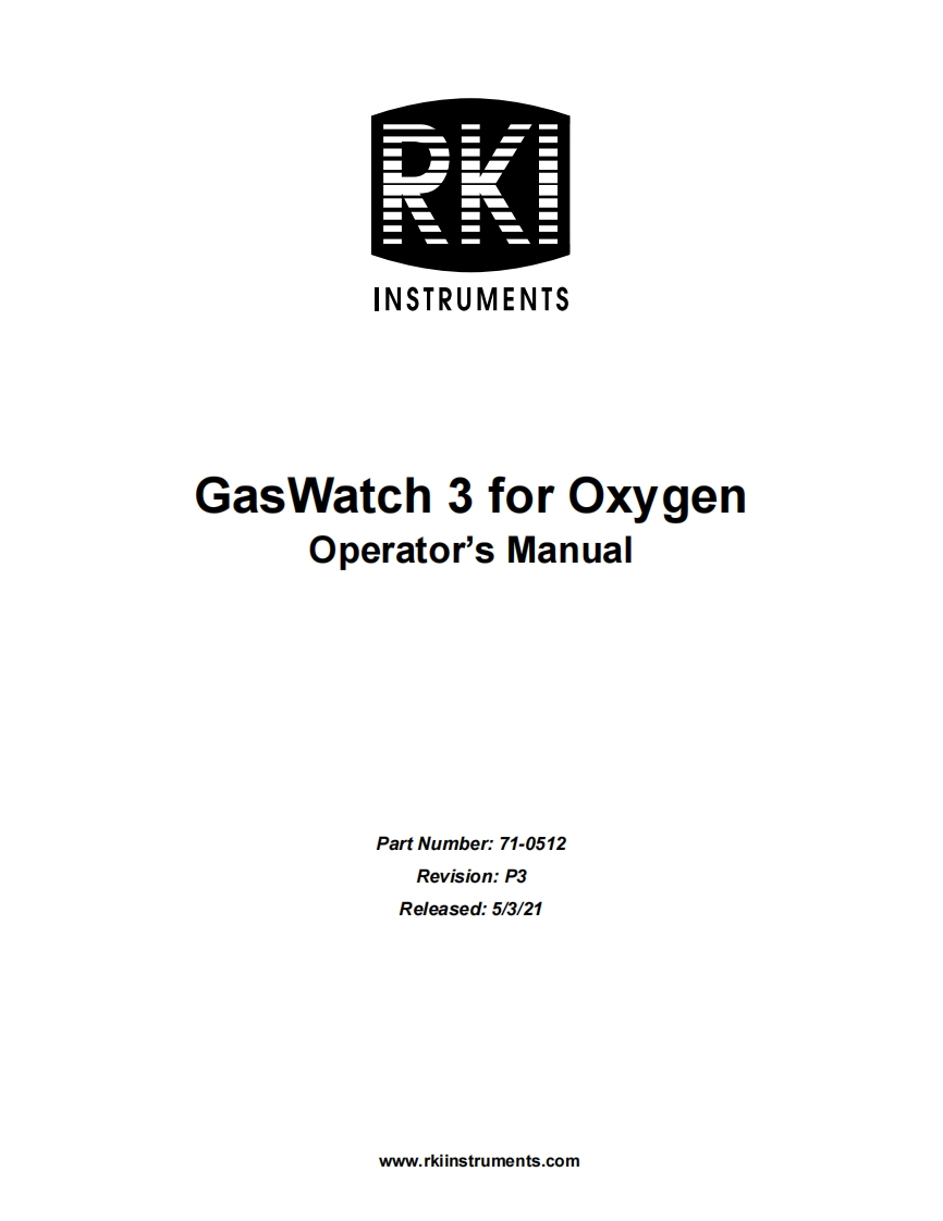 GasWatch_3_for_O2_手册说明书指南