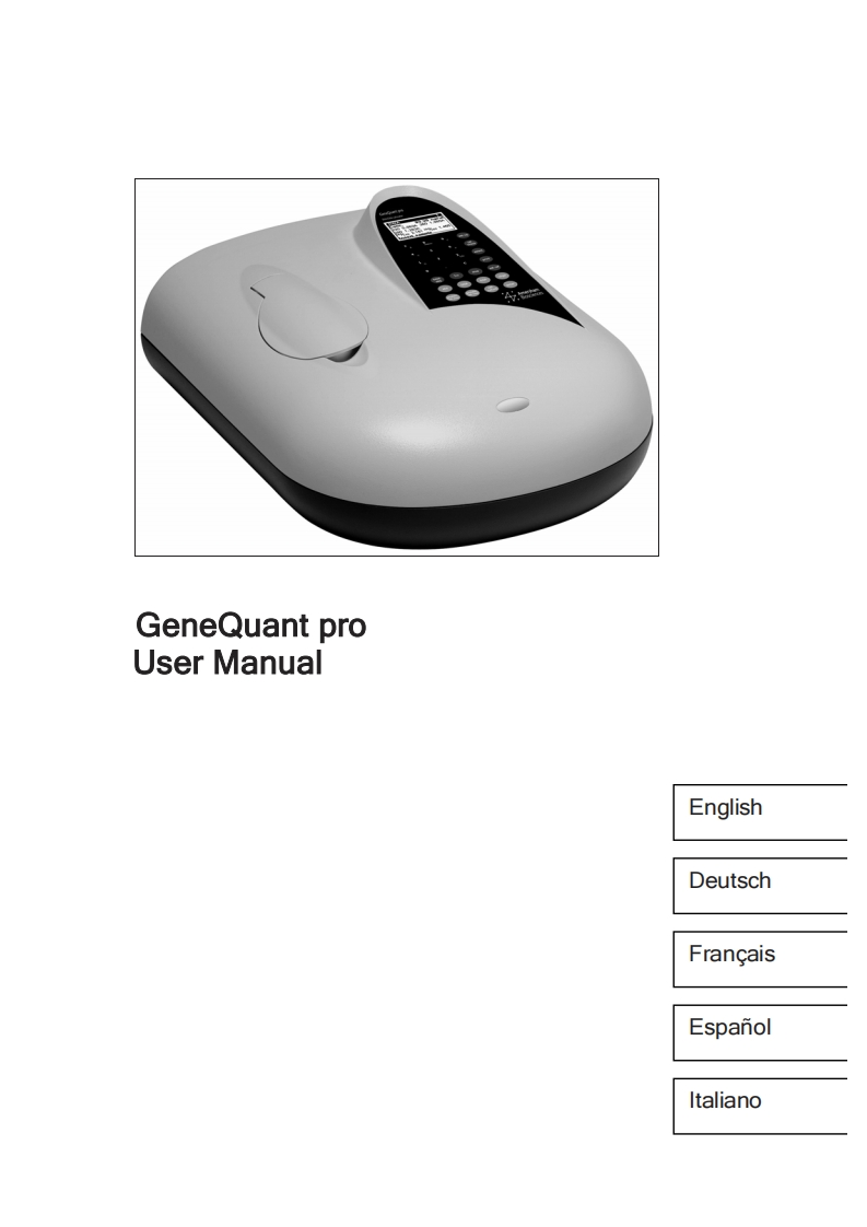 GeneQuant-pro操作说明书手册