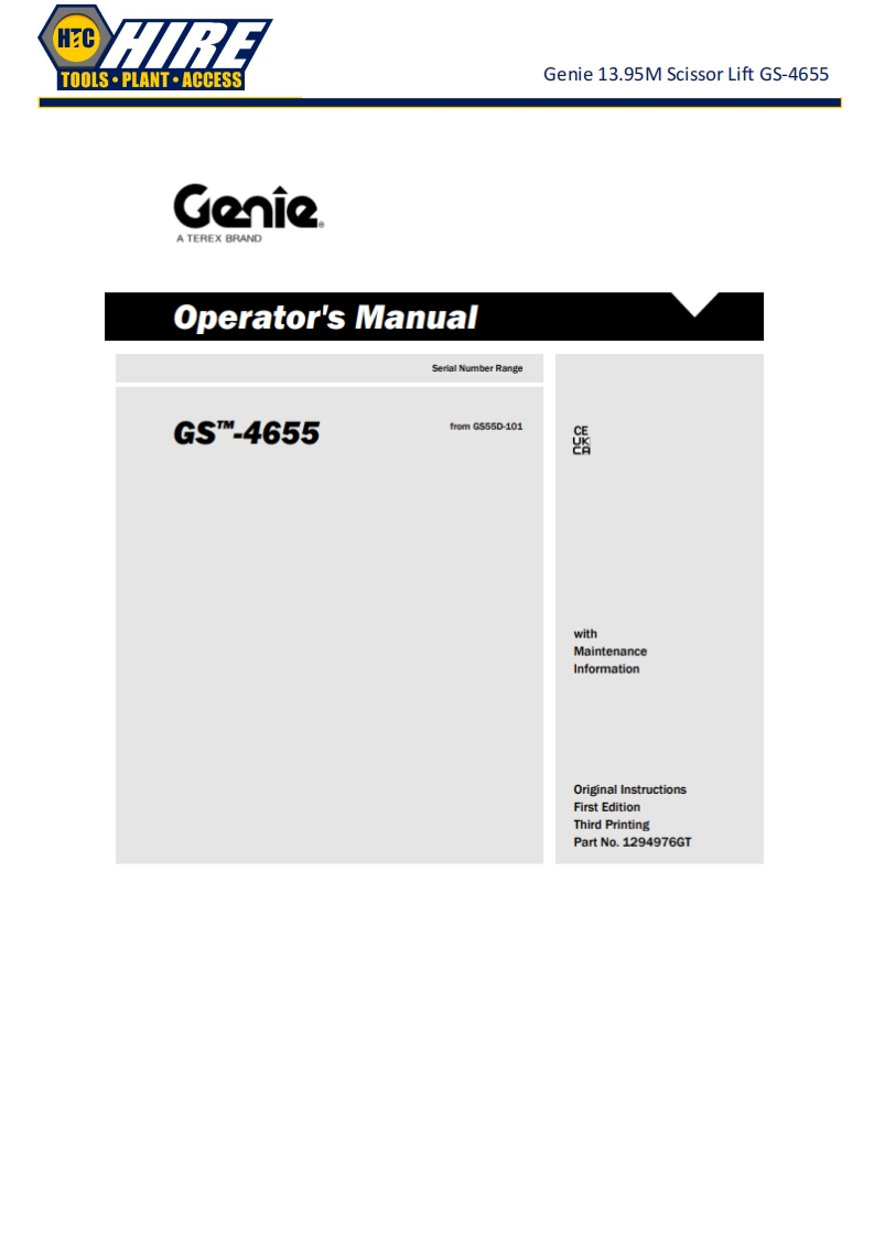 Genie-13.95M-Scissor-Lift-GS-4655-Manual操作说明书手册-HTC