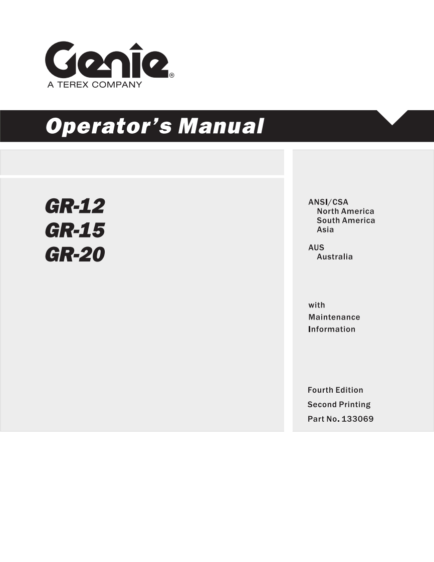 Genie-GR-20-Operators-manual操作与维护保养说明书手册