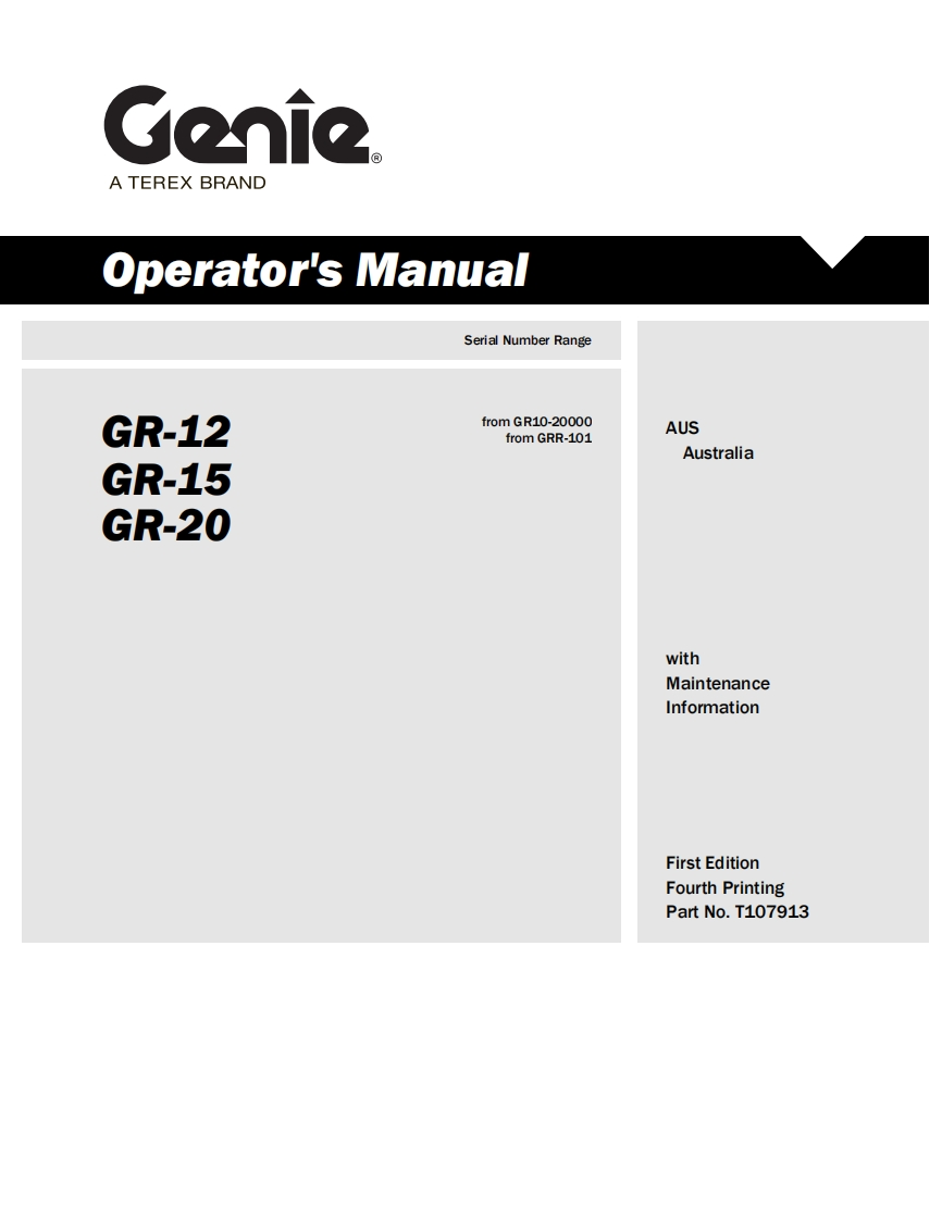 Genie-GR15-Operators-Manual操作与维护保养说明书手册