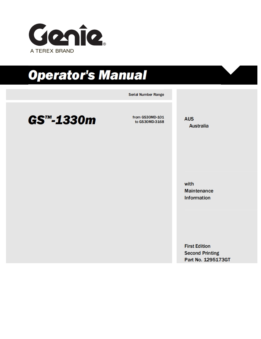 Genie-GS-1330m-Operations-Manual操作与维护保养说明书手册