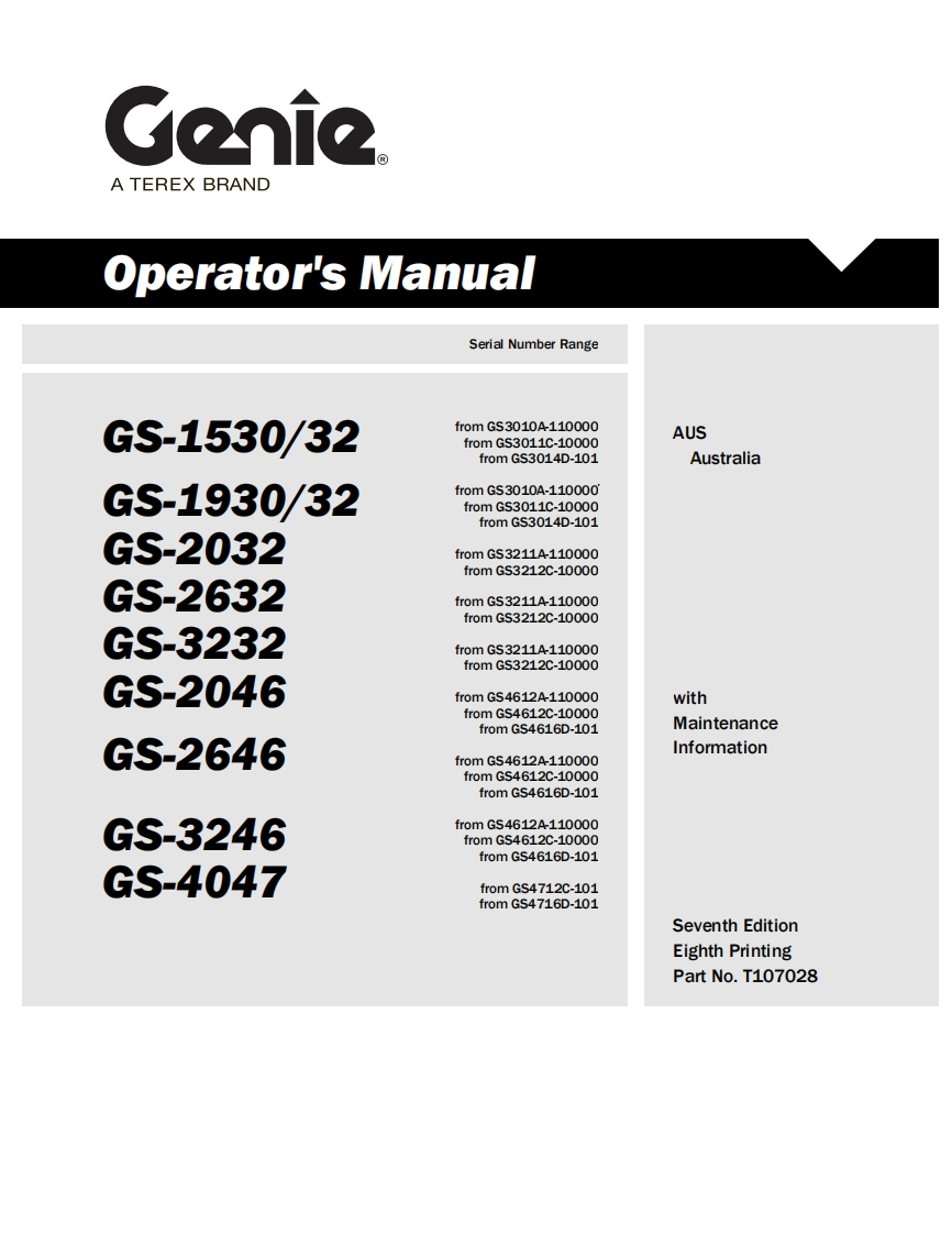 Genie-GS-4047-Operations-Manual操作与维护保养说明书手册