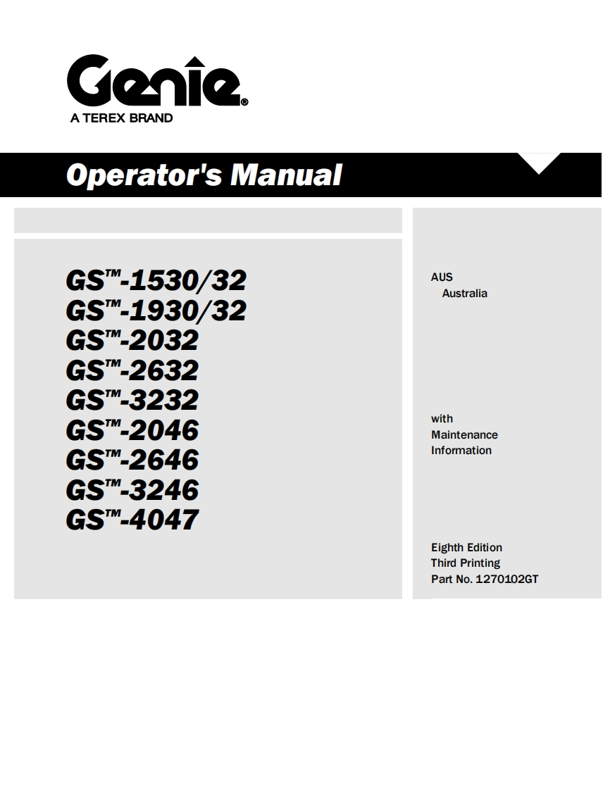 Genie-GS1932-Operations-Manual操作与维护保养说明书手册
