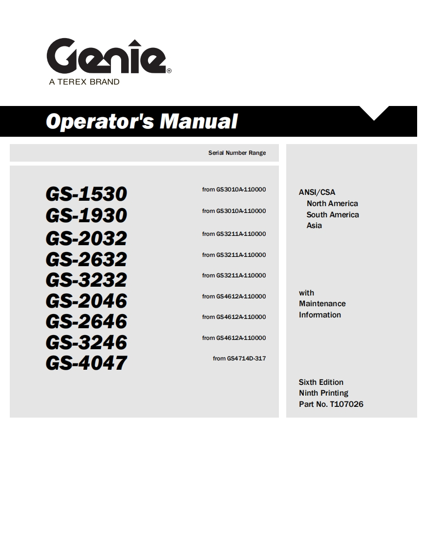 Genie-GS3232-Operations-Manual操作与维护保养说明书手册