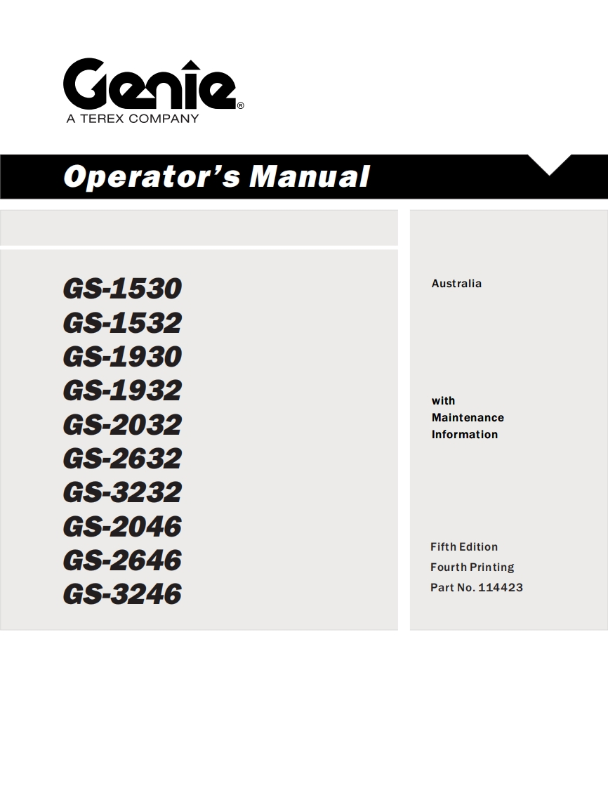 Genie-GS3246-Operators-Manual操作与维护保养说明书手册