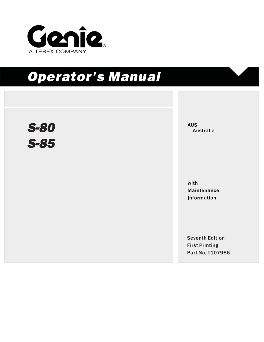 Genie-S85-Operations-Manual操作与维护保养说明书手册