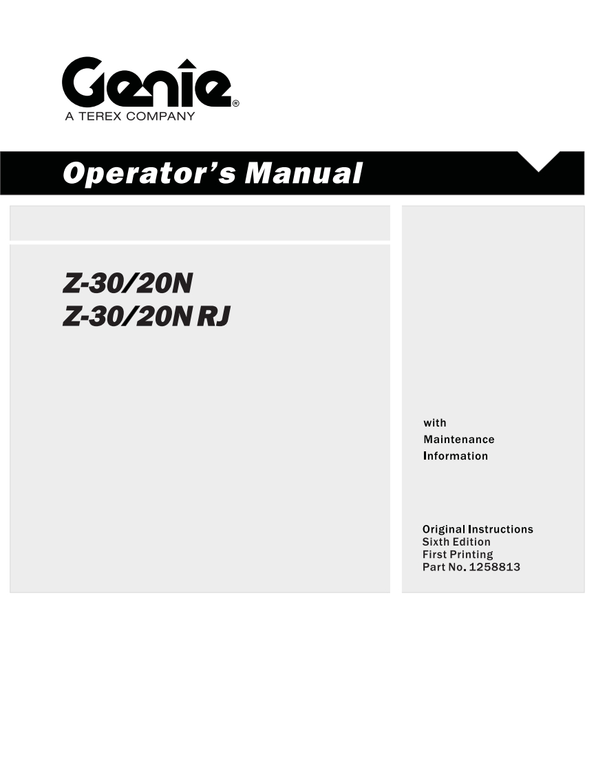 Genie-Z-30-Operations-Manual操作与维护保养说明书手册