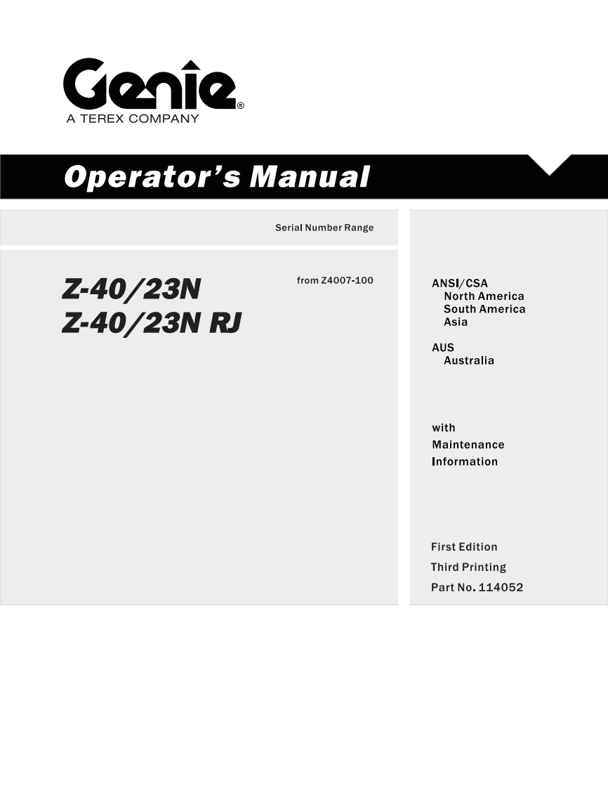 Genie-Z-40-23N-Operations-Manual操作与维护保养说明书手册