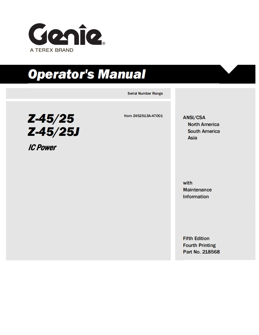 Genie-Z-45-25J-Operators-Manual操作与维护说明书手册