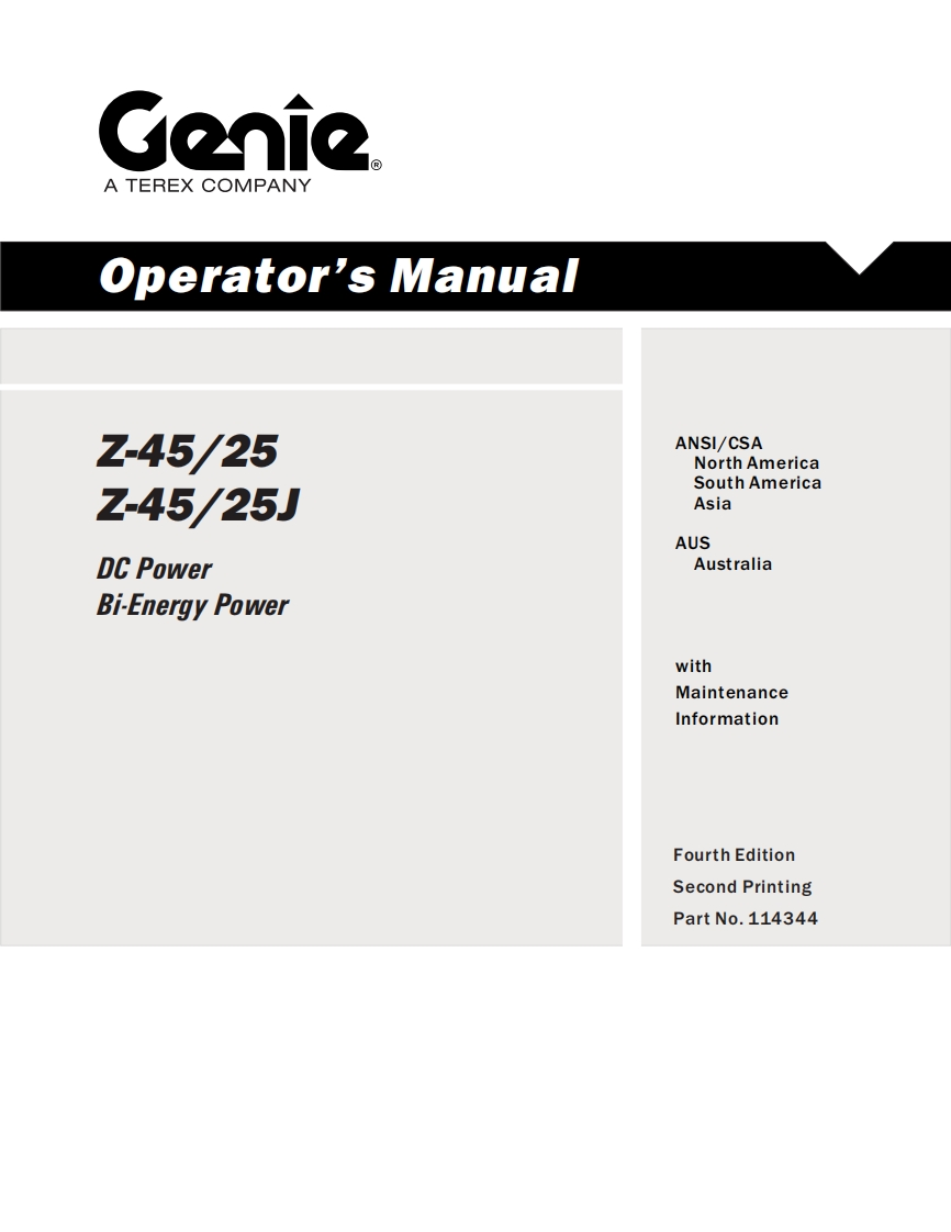Genie-Z-45-25J-RT-Operations-Manual操作与维护保养说明书手册