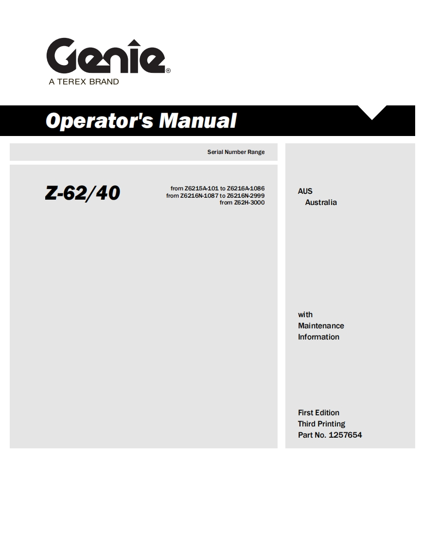 Genie-Z-62-40-Operations-Manual操作与维护保养说明书手册