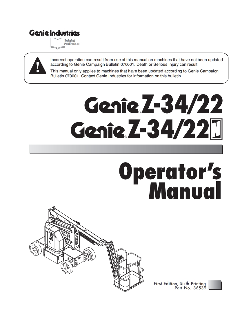 Genie-Z34--Operations-Manual操作与维护保养说明书手册