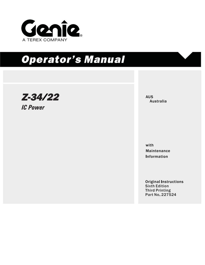 Genie-Z34-Operators-Manual操作与维护保养说明书手册
