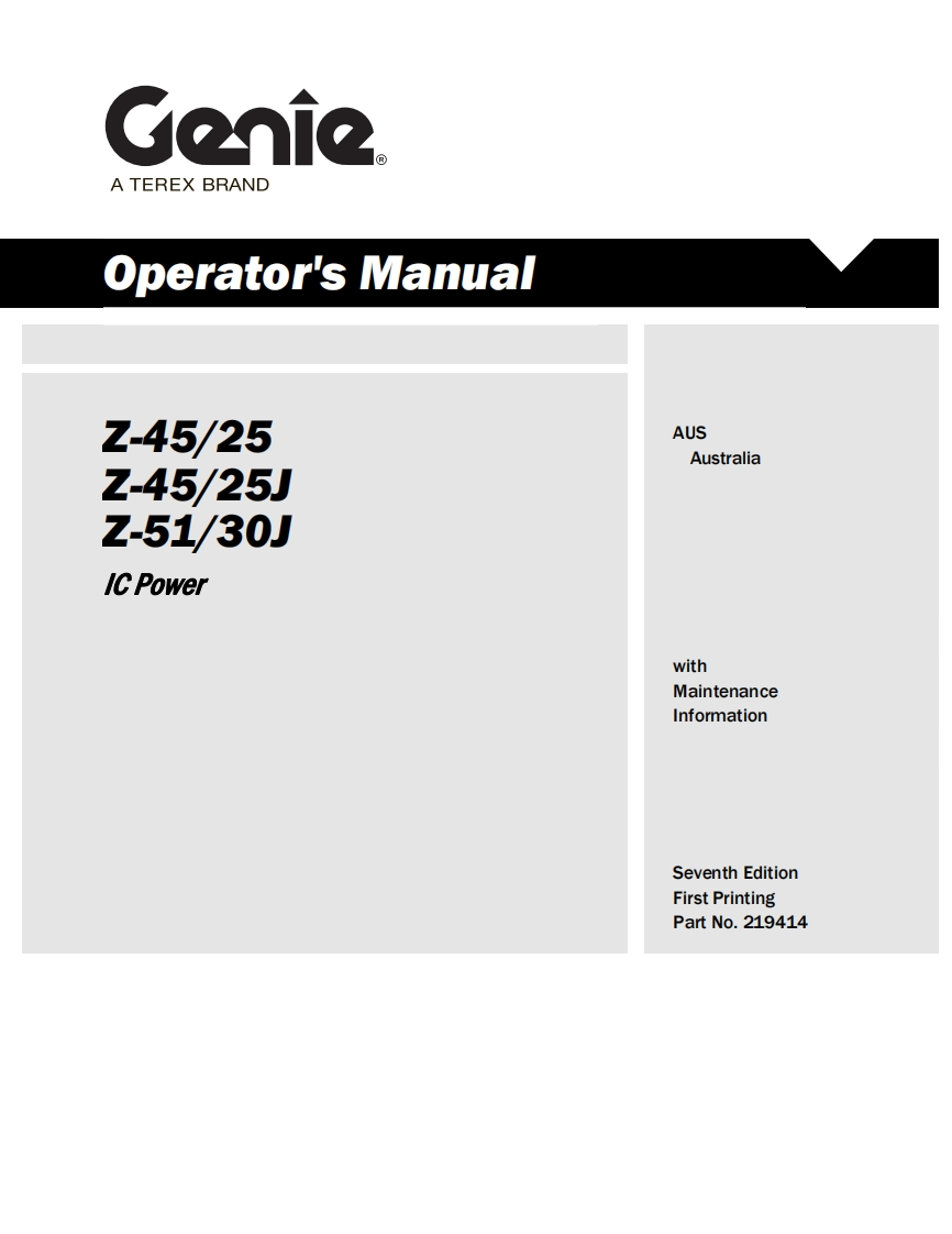 Genie-Z45-Operations-Manual操作与维护保养说明书手册