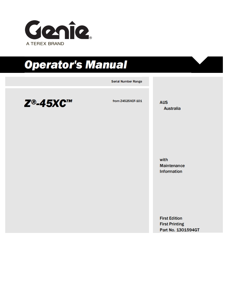 Genie-Z45XC-Operations-Manual操作与维护保养说明书手册