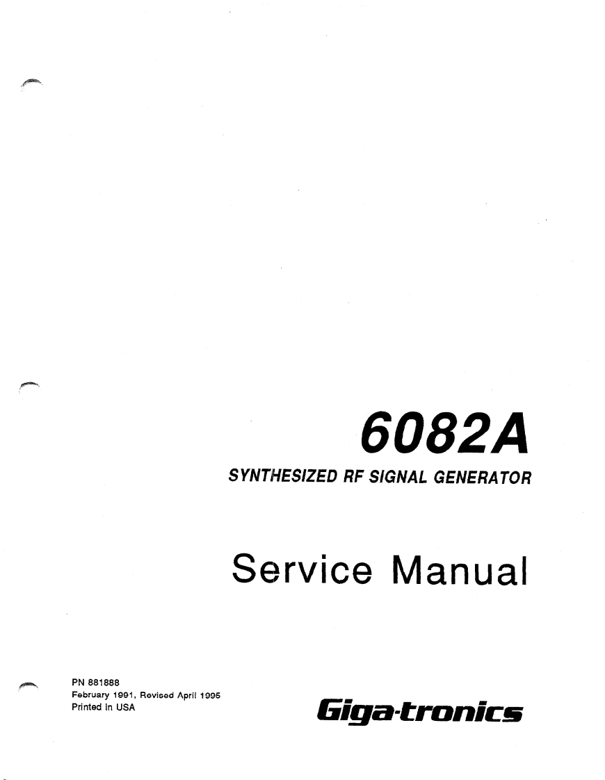Gigatronics-Fluke6082A-ManualSyntesizedRFSignalGenerator维修操作说明书手册