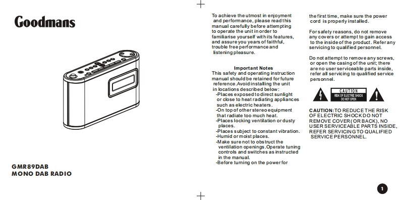 Goodmans-GMR-89DAB-(Manual操作说明书手册)