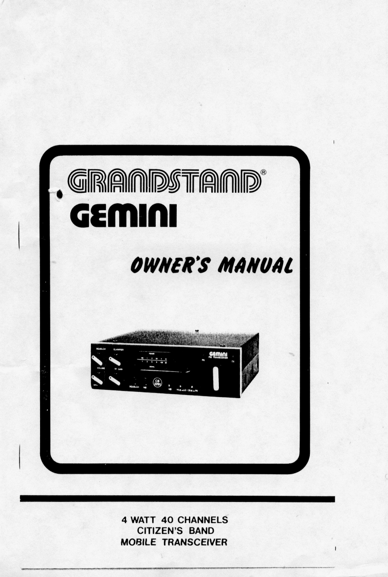 Grandstand_Gemini_Manual操作说明书手册
