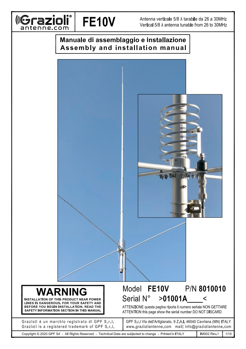 Grazioli_FE10V_使用说明书手册