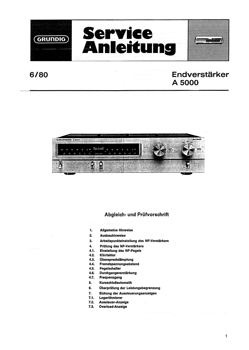 Grundig-A5000-pwr-维修说明书手册含电器原理图