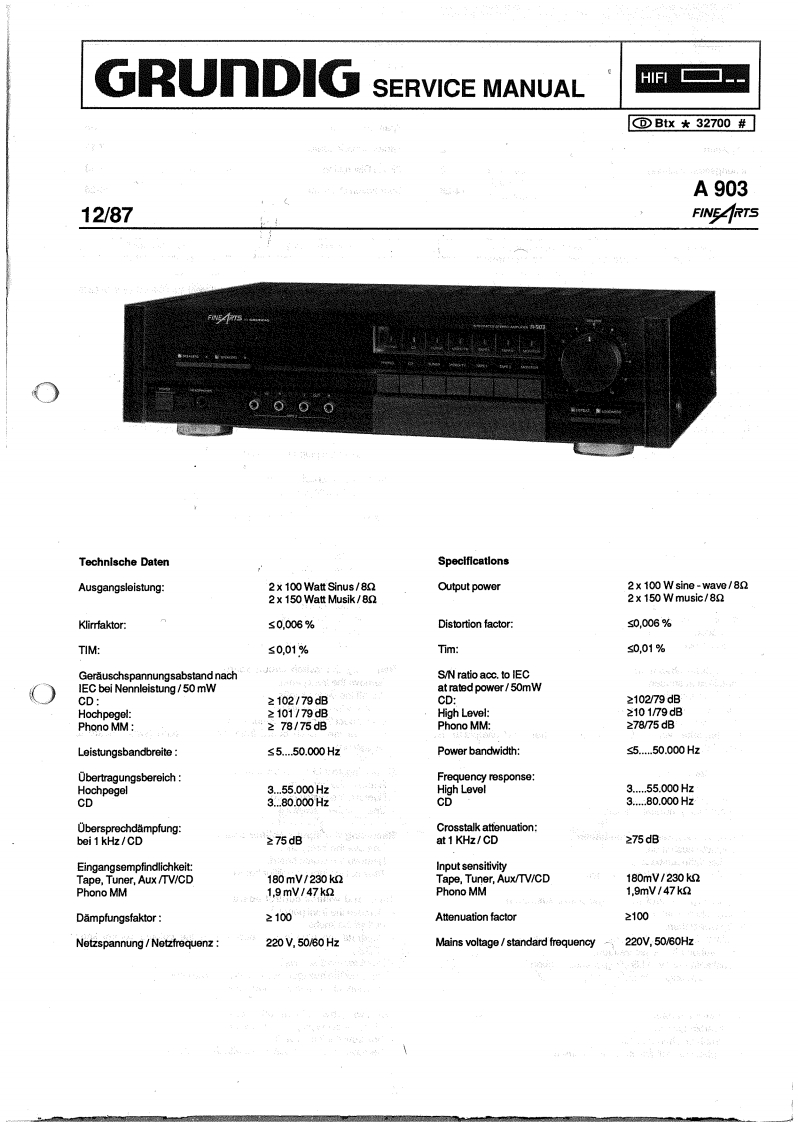Grundig-A903-int-维修说明书手册含电器原理图
