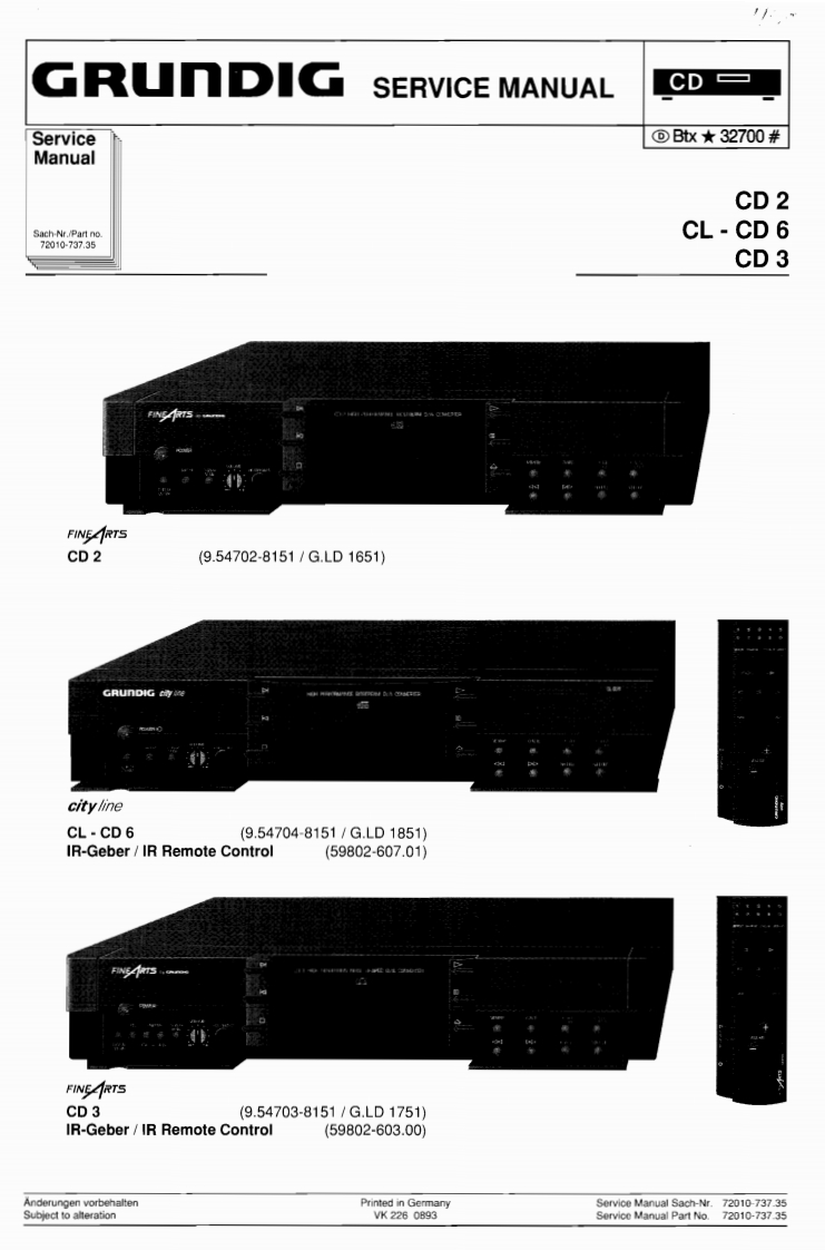 Grundig-CD3-cd-维修说明书手册含电器原理图
