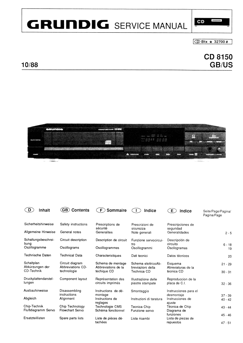 Grundig-CD8150-cd-维修说明书手册含电器原理图