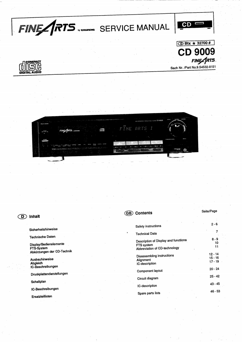 Grundig-CD9009-cd-维修说明书手册含电器原理图