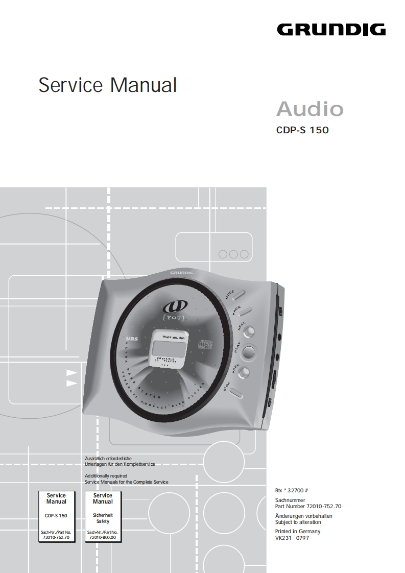 Grundig-CDPS150-cd-维修说明书手册含电器原理图