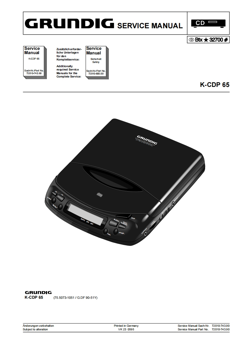 Grundig-KCDP65-dm-维修说明书手册含电器原理图